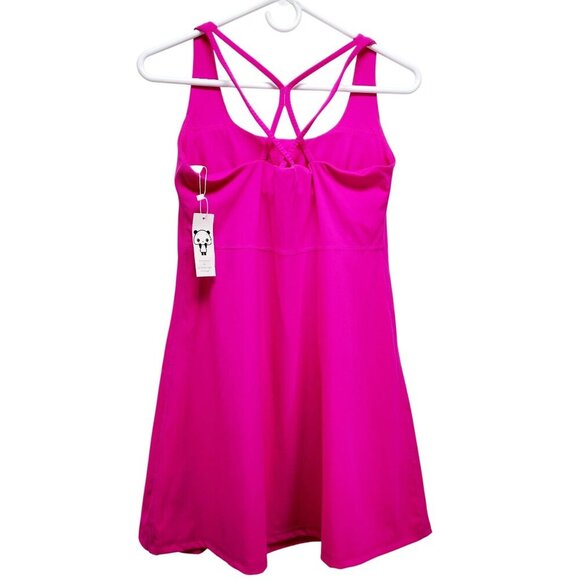 Womens Hot Pink Sleeveless Sports tenis Dress  Strappy Back  tenis Size M - Picture 2 of 11